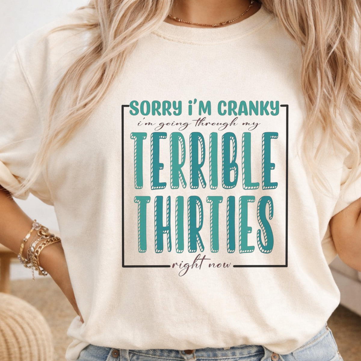 Sorry I'm Cranky I'm Going Through Terrible Thirties Sweatshirt, Funny Birthday Gift, Sarcastic 30th Birthday Crewneck, Unisex Pullover