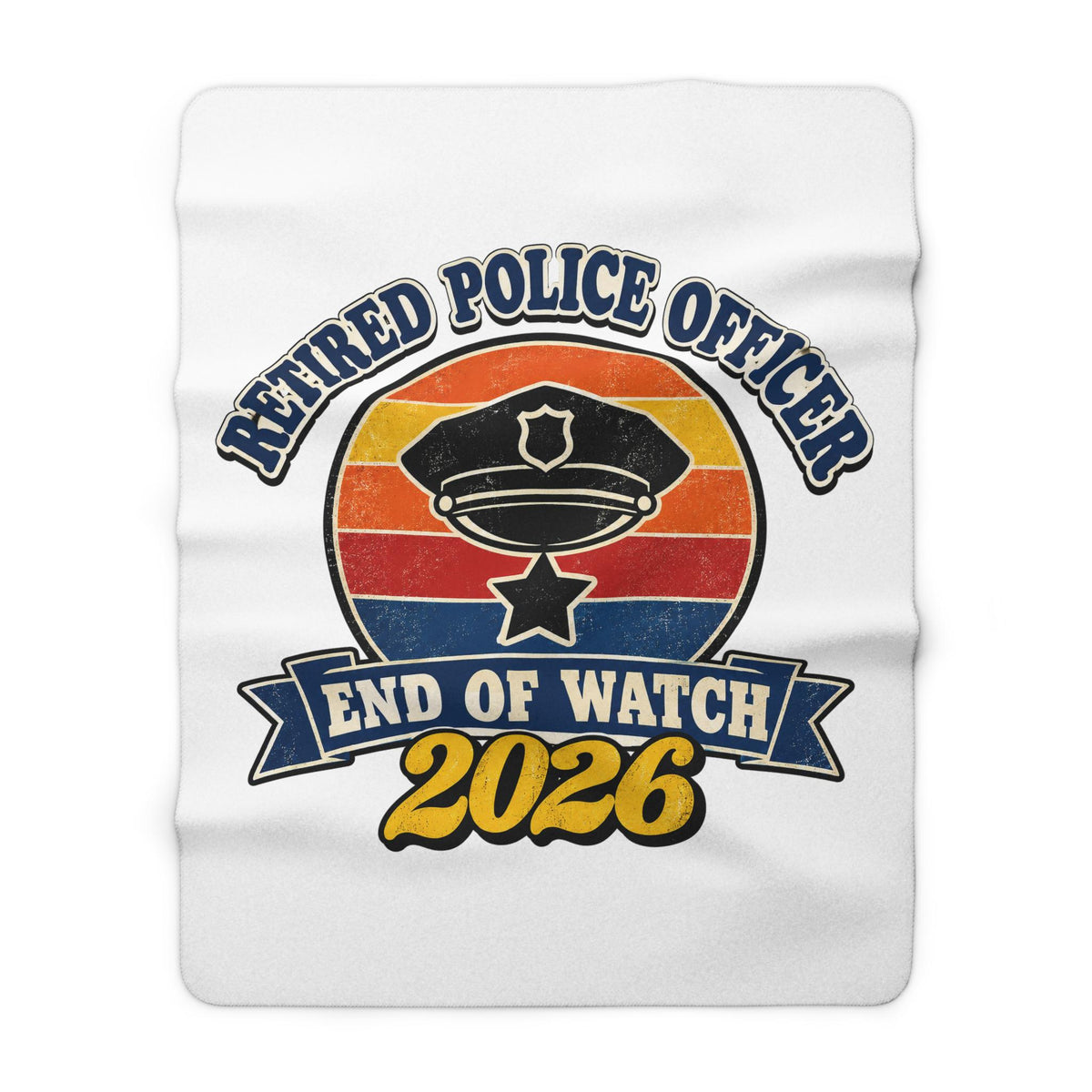 Retired Police Officer 2026 Blanket, Police Retirement Gift, End of Watch Sherpa Fleece Throw, Retro Law Enforcement Gift