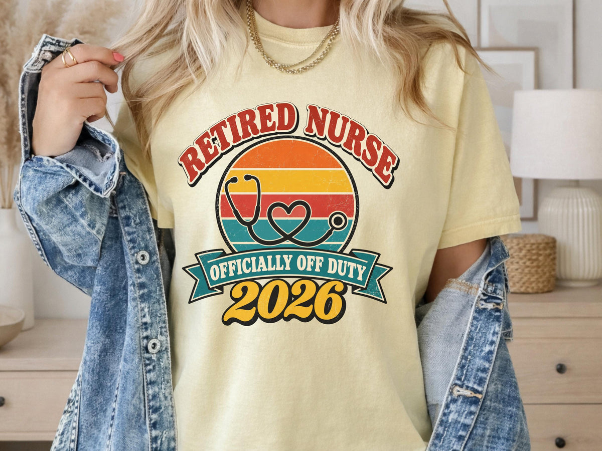 Retired Nurse 2026 Shirt, Mug or Tote, Retro Nurse Retirement Gift, Officially Off Duty Tee, RN Retirement Party Gift for Her