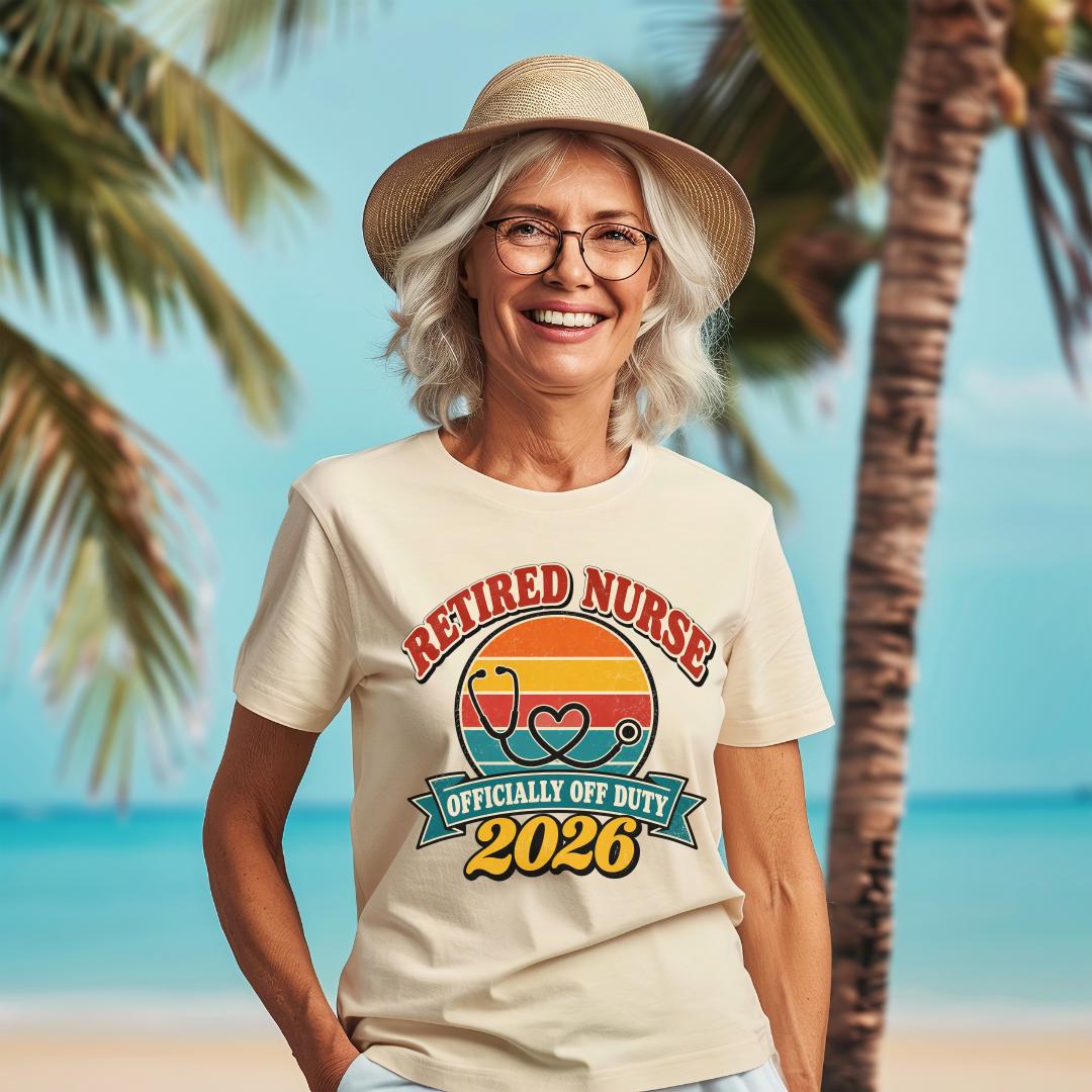 Retired Nurse 2026 Shirt, Mug or Tote, Retro Nurse Retirement Gift, Officially Off Duty Tee, RN Retirement Party Gift for Her