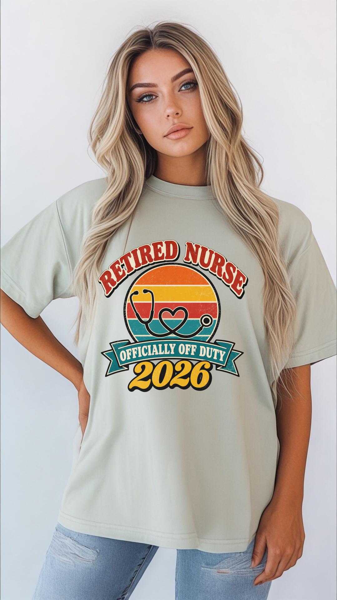 Retired Nurse 2026 Shirt, Mug or Tote, Retro Nurse Retirement Gift, Officially Off Duty Tee, RN Retirement Party Gift for Her