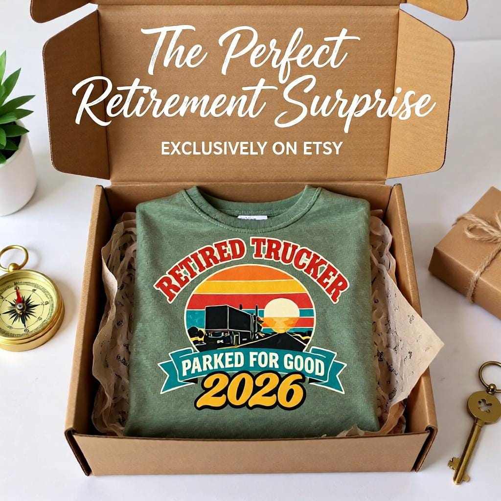 Retired Trucker 2026 Shirt, Mug or Tote, Retro Truck Driver Retirement Gift, Parked For Good, CDL Driver Gift