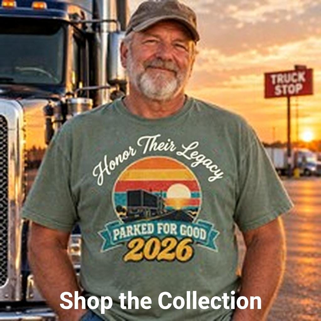 Retired Trucker 2026 Shirt, Mug or Tote, Retro Truck Driver Retirement Gift, Parked For Good, CDL Driver Gift