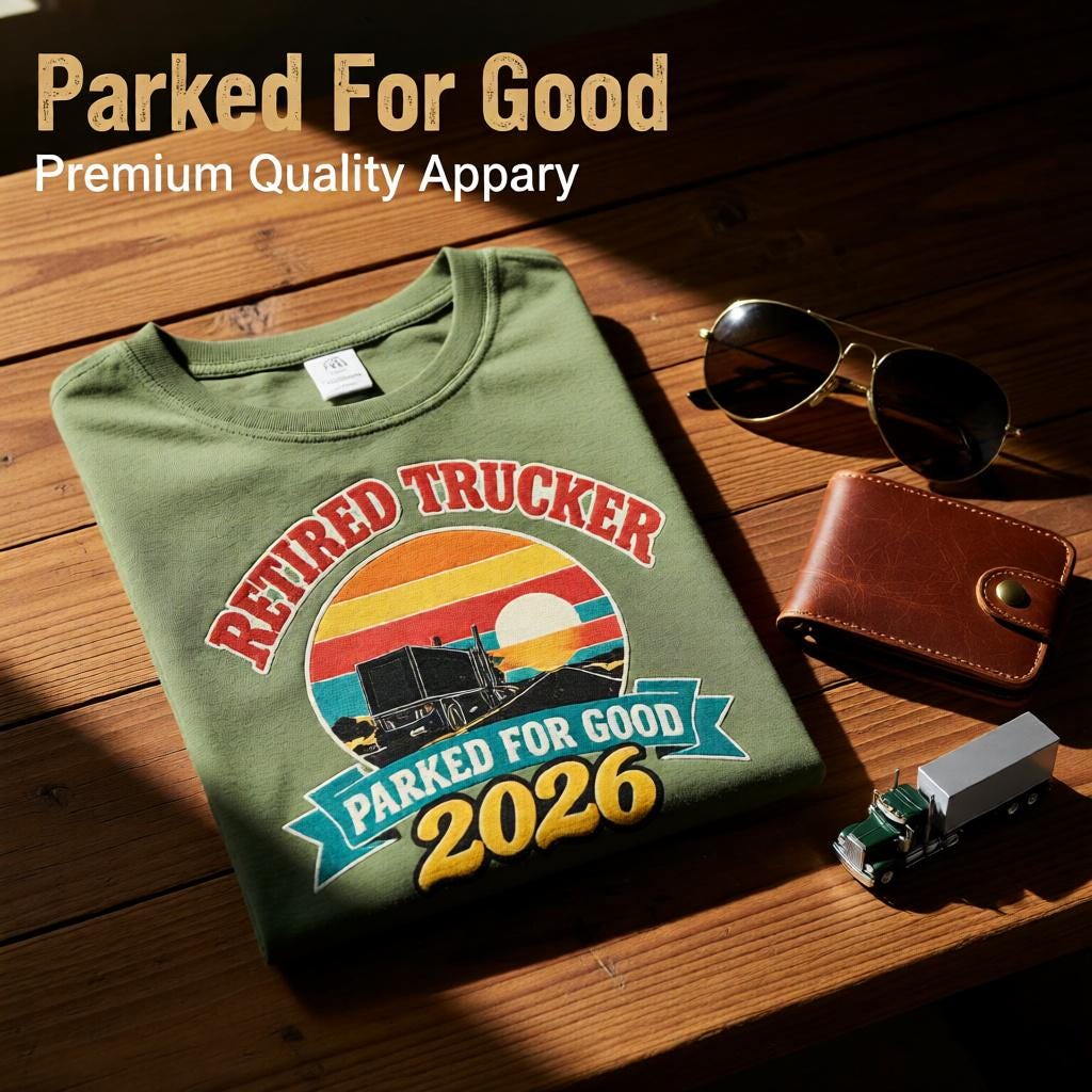Retired Trucker 2026 Shirt, Mug or Tote, Retro Truck Driver Retirement Gift, Parked For Good, CDL Driver Gift