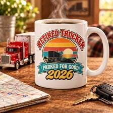 Retired Trucker 2026 Shirt, Mug or Tote, Retro Truck Driver Retirement Gift, Parked For Good, CDL Driver Gift