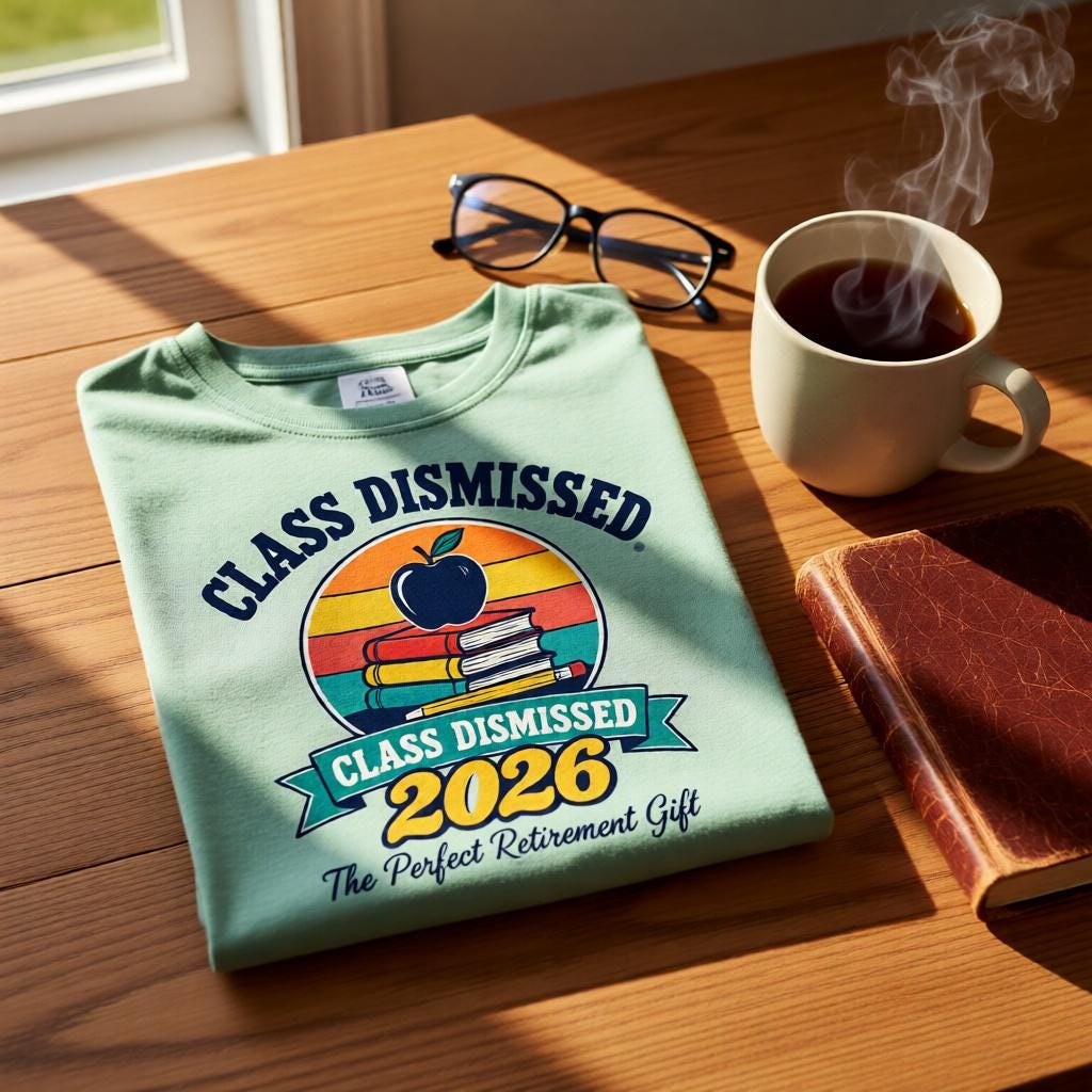 Retired Teacher 2026 Shirt, Mug or Tote, Retro Teacher Retirement Gift, Class Dismissed Tee, Gift for Retiring Teacher