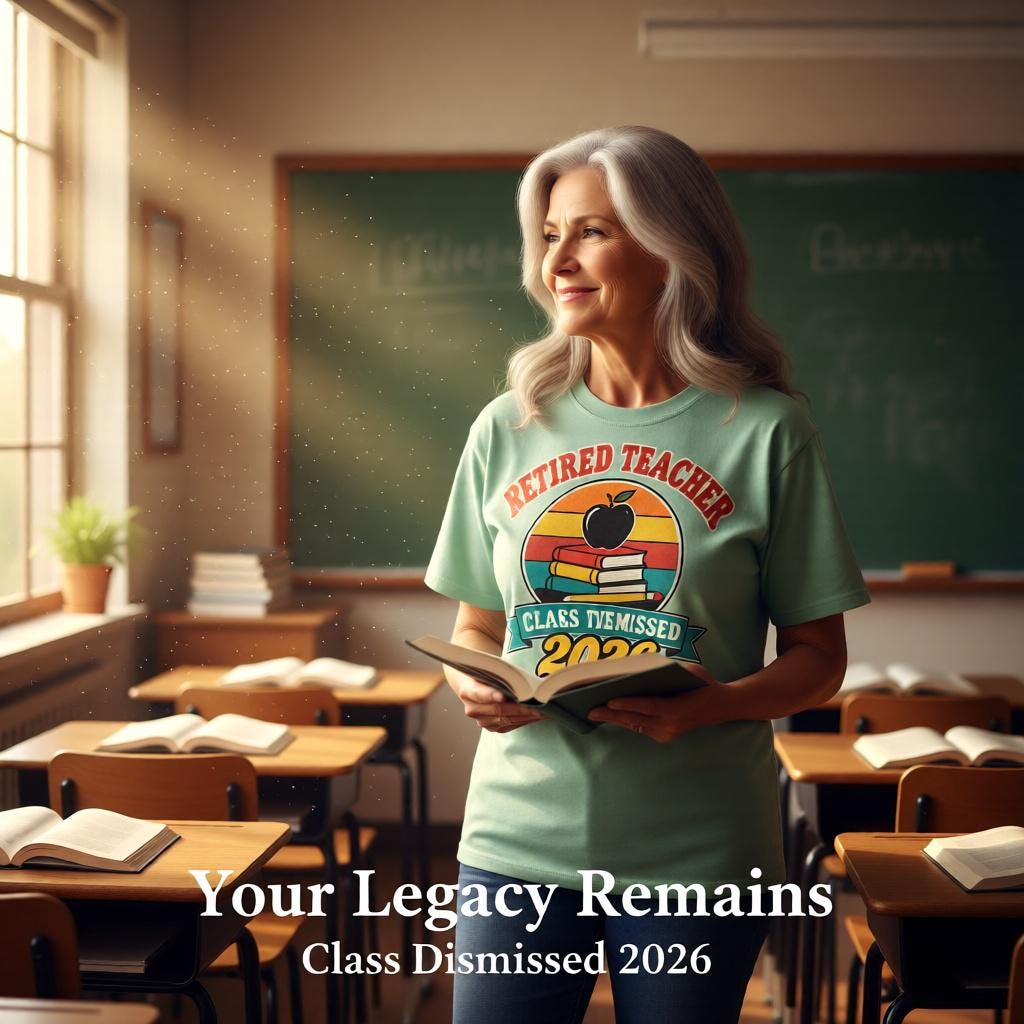 Retired Teacher 2026 Shirt, Mug or Tote, Retro Teacher Retirement Gift, Class Dismissed Tee, Gift for Retiring Teacher