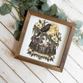 Southern Gothic Crow Wall Art, Moonlit Magnolia Garden Decor, Gothic Raven Home Accent, Framed Wooden Decor for Dark Academia Style