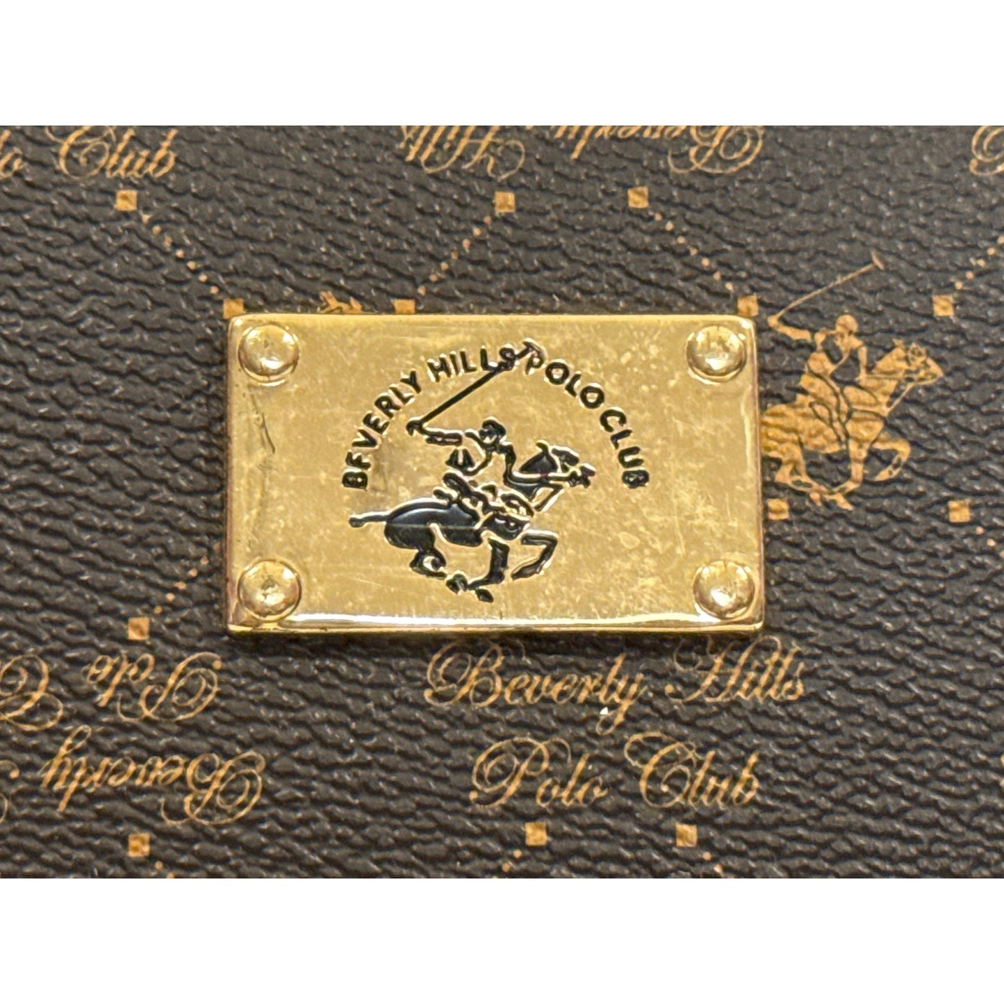 Beverly Hills Polo Club Womens Zip-Around Wallet Black/Gold Faux Leather Wristlet