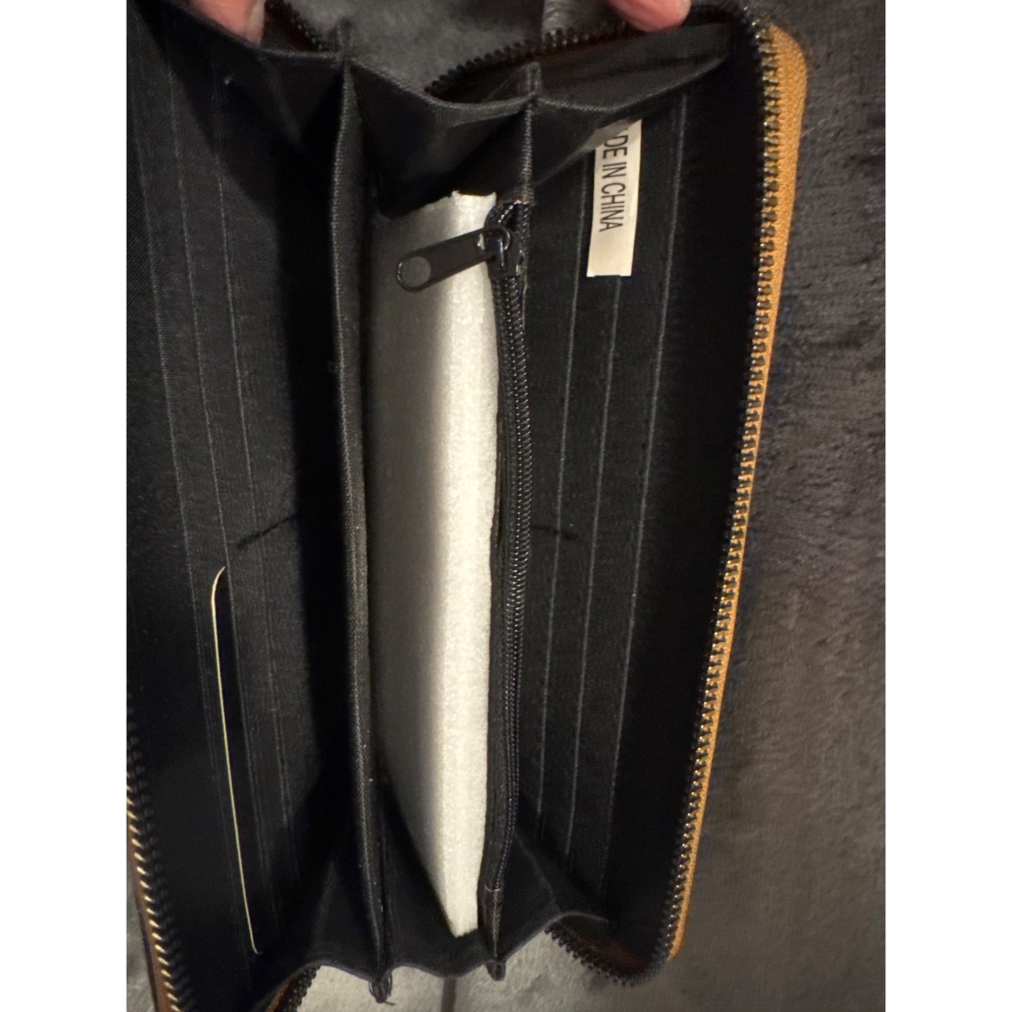 Beverly Hills Polo Club Womens Zip-Around Wallet Black/Gold Faux Leather Wristlet