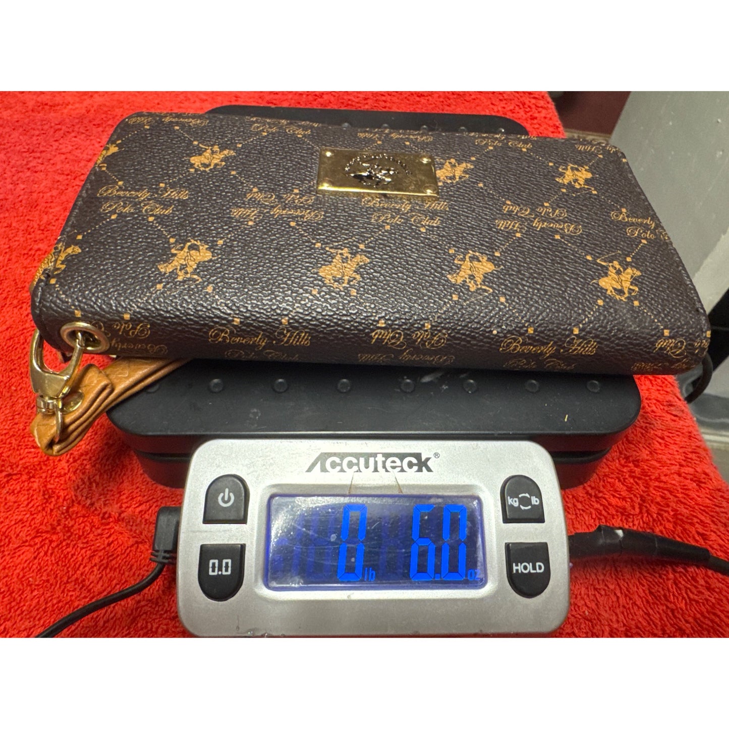 Beverly Hills Polo Club Womens Zip-Around Wallet Black/Gold Faux Leather Wristlet