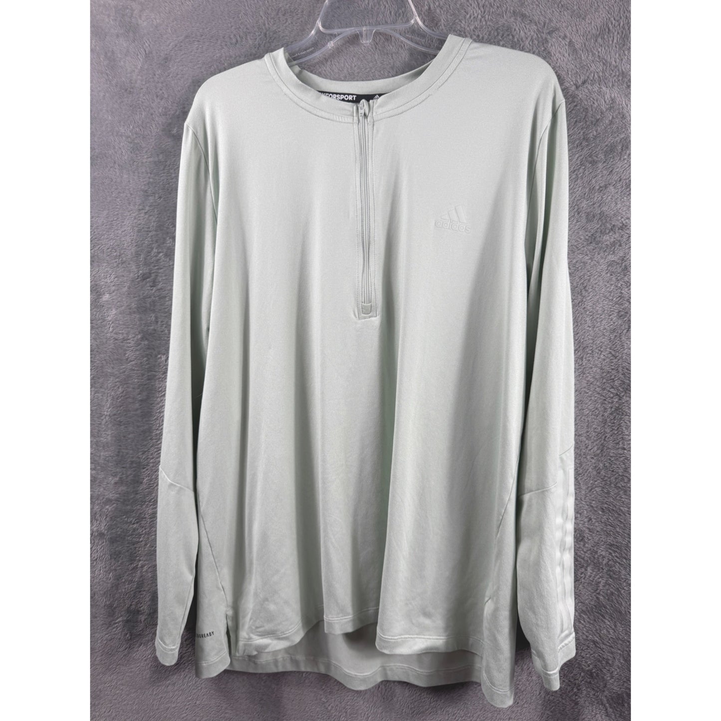 Adidas Long-Sleeve AEROREADY Quarter-Zip Performance Shirt Light Green Size XL Lightweight & Breathable Material