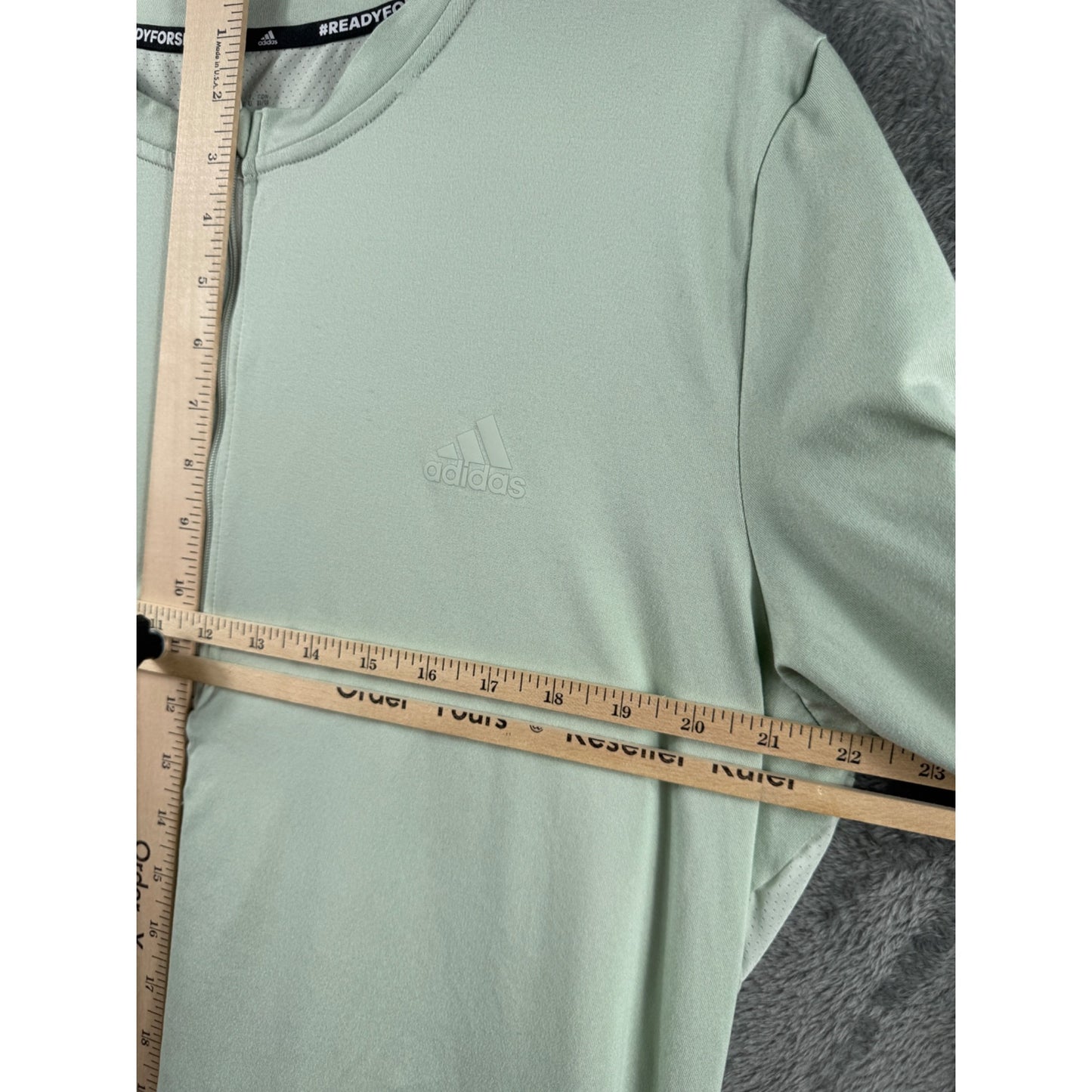 Adidas Long-Sleeve AEROREADY Quarter-Zip Performance Shirt Light Green Size XL Lightweight & Breathable Material