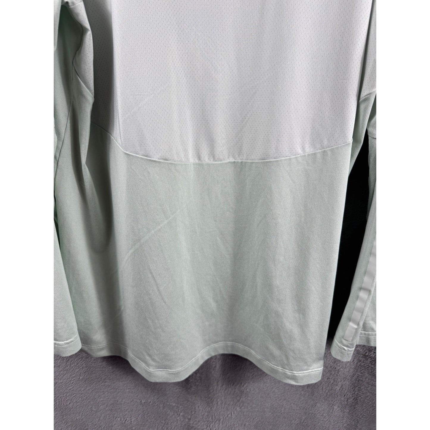 Adidas Long-Sleeve AEROREADY Quarter-Zip Performance Shirt Light Green Size XL Lightweight & Breathable Material