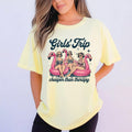 Retro Summer Woman on Flamingo Float T-shirt, Vintage 1940s Tee, Unisex Garment-Dyed Shirt, Beach Party Top, Tropical Graphic Tee