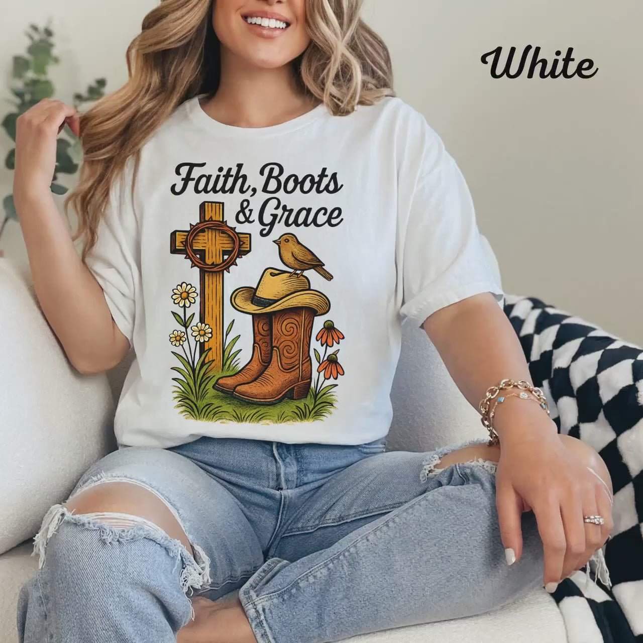 Faith, Boots & Grace: Southern Christian Cowgirl Graphic Tee - Western Country Inspirational Gift