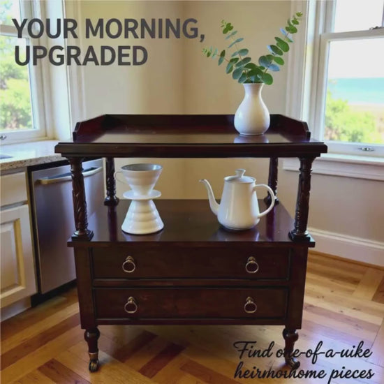 Link Taylor Mahogany Chippendale Style Lowboy Table Nightstand Claw and Ball Feet, Cabriole Legs Includes Howard Miller Mirror
