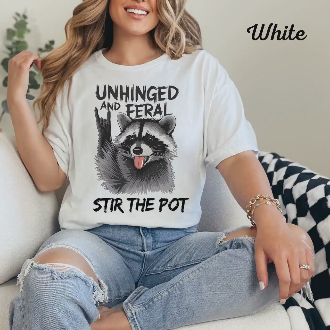 Unhinged Feral Chaos Queen T-Shirt | Funny Stir The Pot Graphic Tee | Gen Z Drama Starter Gift