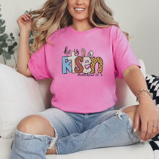 He Has Risen: Christian Women's Faith Shirt | Religious Easter Tee | Inspirational Bible Quote Top
