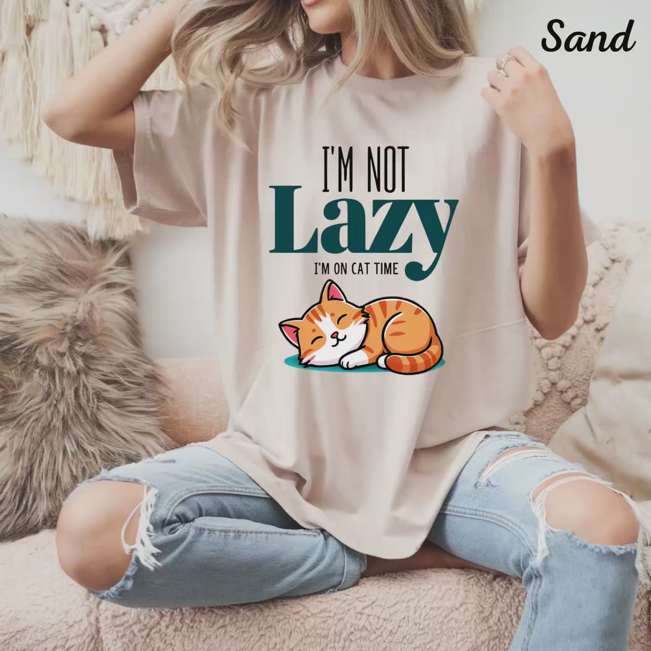 I'm Not Lazy Cat Shirt – Funny Unisex T-Shirt, Cute Sleeping Cat Graphic Tee, Lazy Humor Cat Lover Gift, Cozy Casual Tee for Men & Women