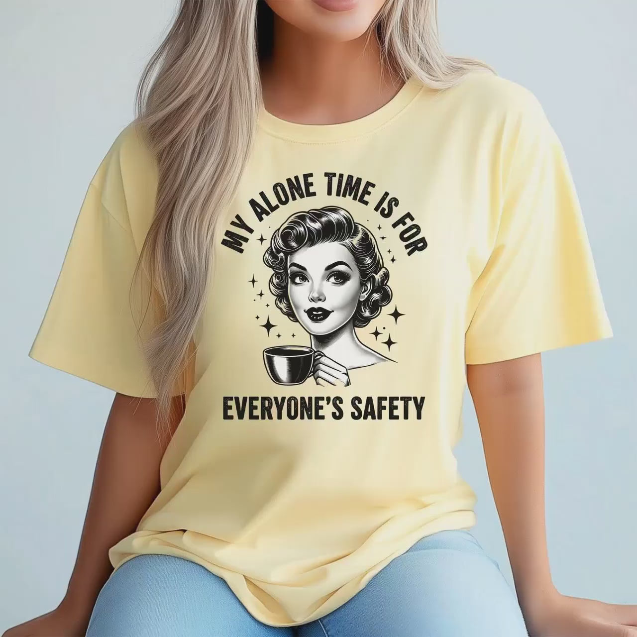 Witty Introvert Tee: Alone Time for Safety - Unisex Comfort Colors Sarcasm T-Shirt