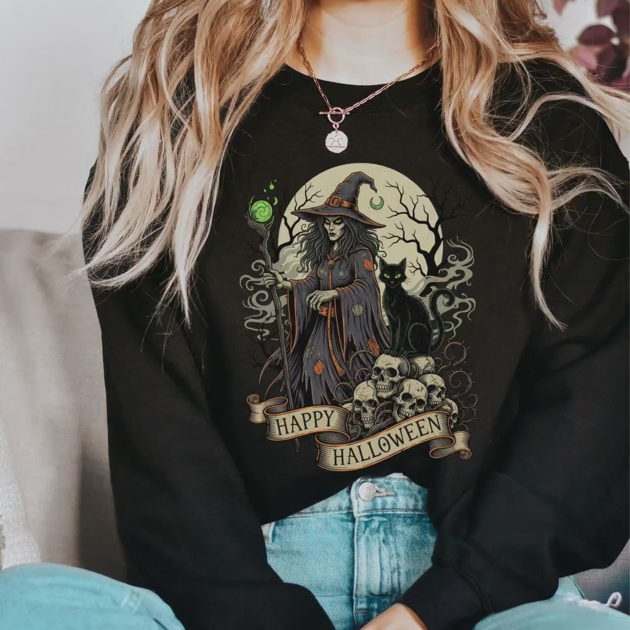 Witch in the Woods Sweatshirt Cozy Fall Pullover for Women, Spooky Forest Halloween Hoodie, Southern Witch Vibes
