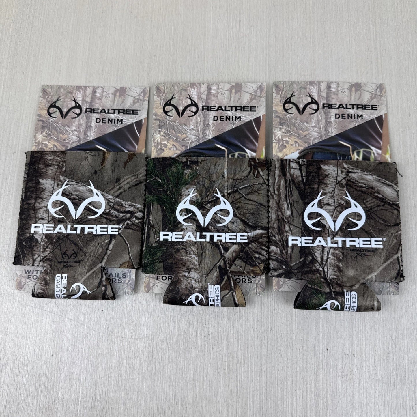 RealTree Koozie Lot Of 3 Green Camouflage Graphic Can Camo Hunting Fishing