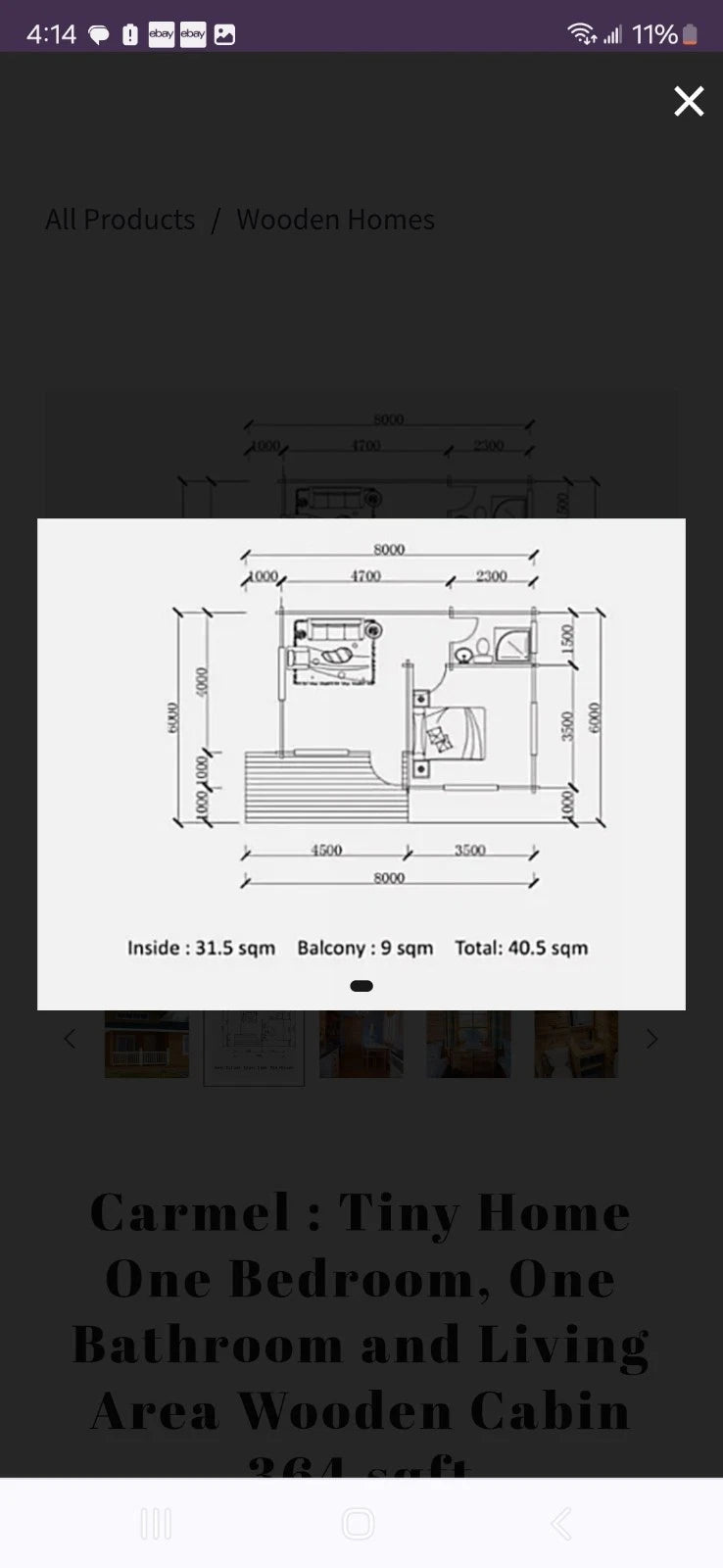 Carmel : Tiny Home One Bedroom, One Bathroom and Living Area Wooden Cabin364sqft