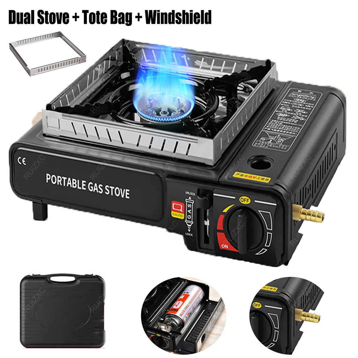 High-Power 3500W Butane Camping Stove with Brass Windproof Cooking Burners