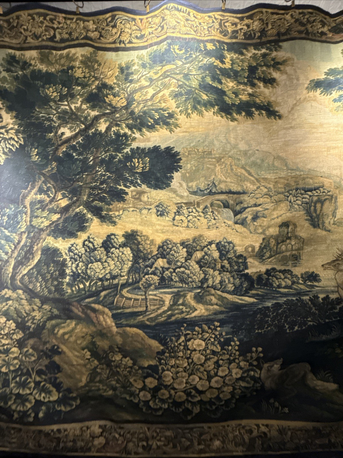 Verdure Tapestry Wall Hanging  17th Century Style Scene Natural Fiber RE559830