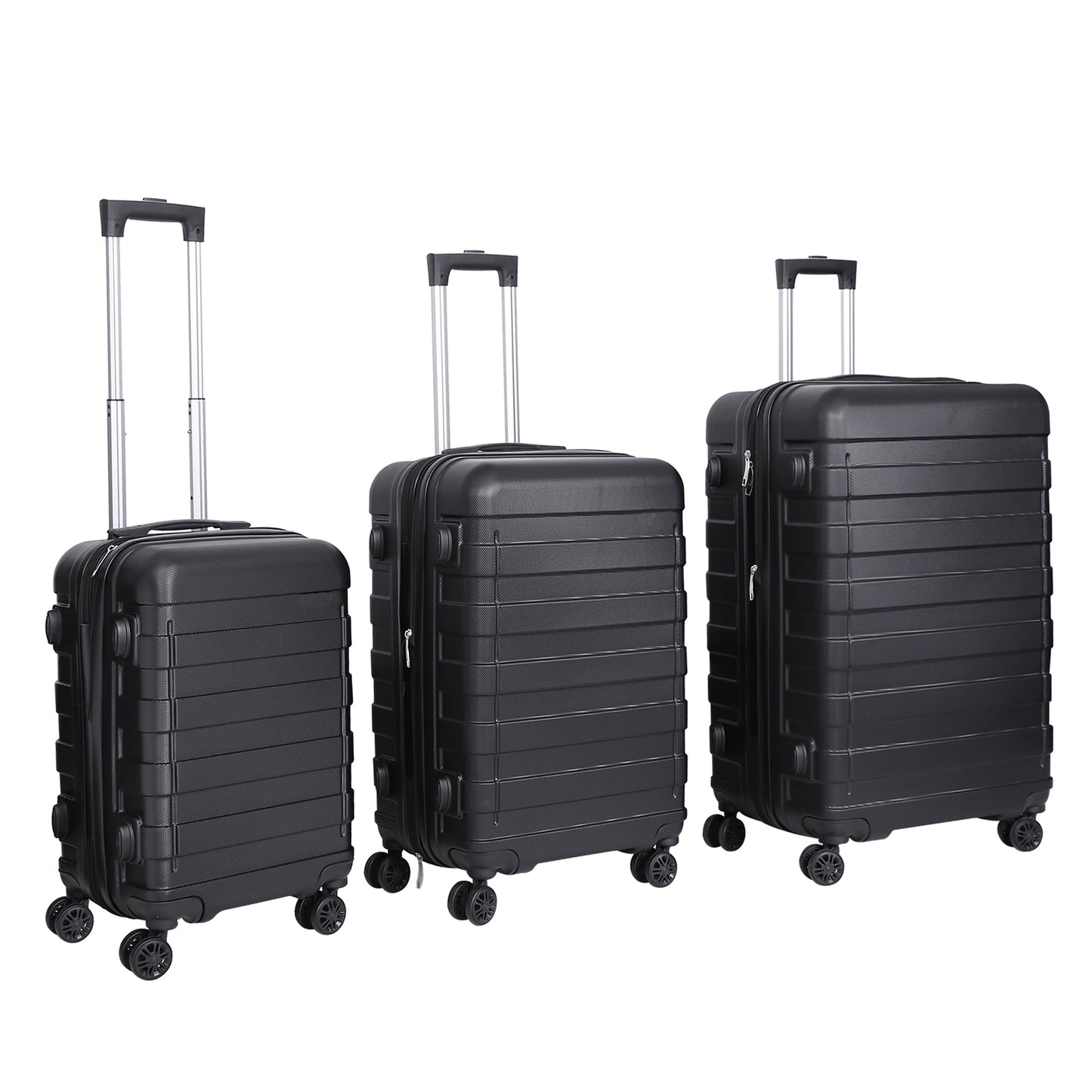 Expandable Luggage Set 3 Piece 21"26"30" Black Hardshell Suitcase with TSA Lock