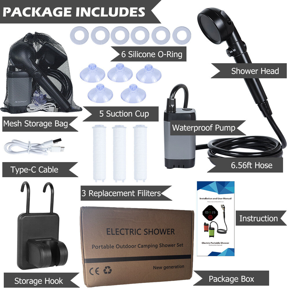 Portable Camping Shower 6000mAh Rechargeable Outdoor Camp Pump for Hiking Travel | eBay eBay Homepage More information - about the condition of this item Diners Club