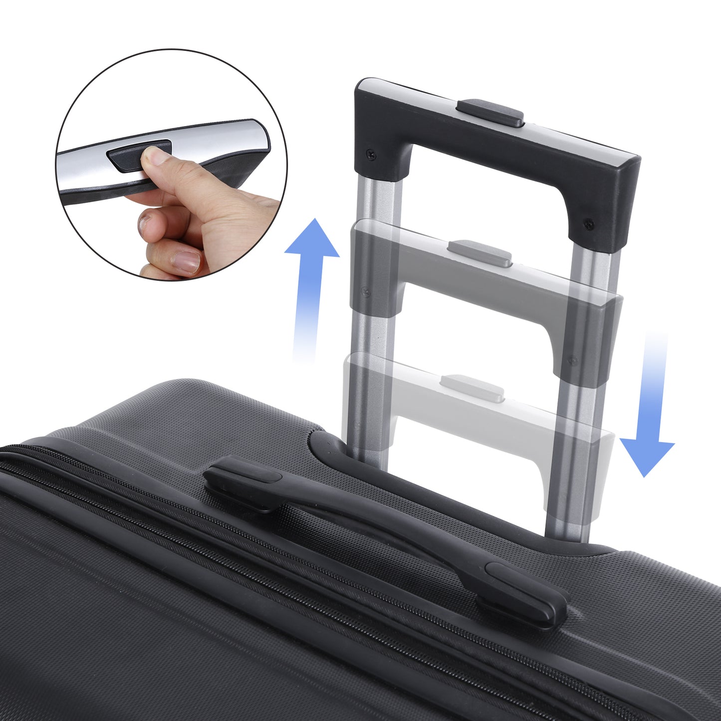Expandable Luggage Set 3 Piece 21"26"30" Black Hardshell Suitcase with TSA Lock