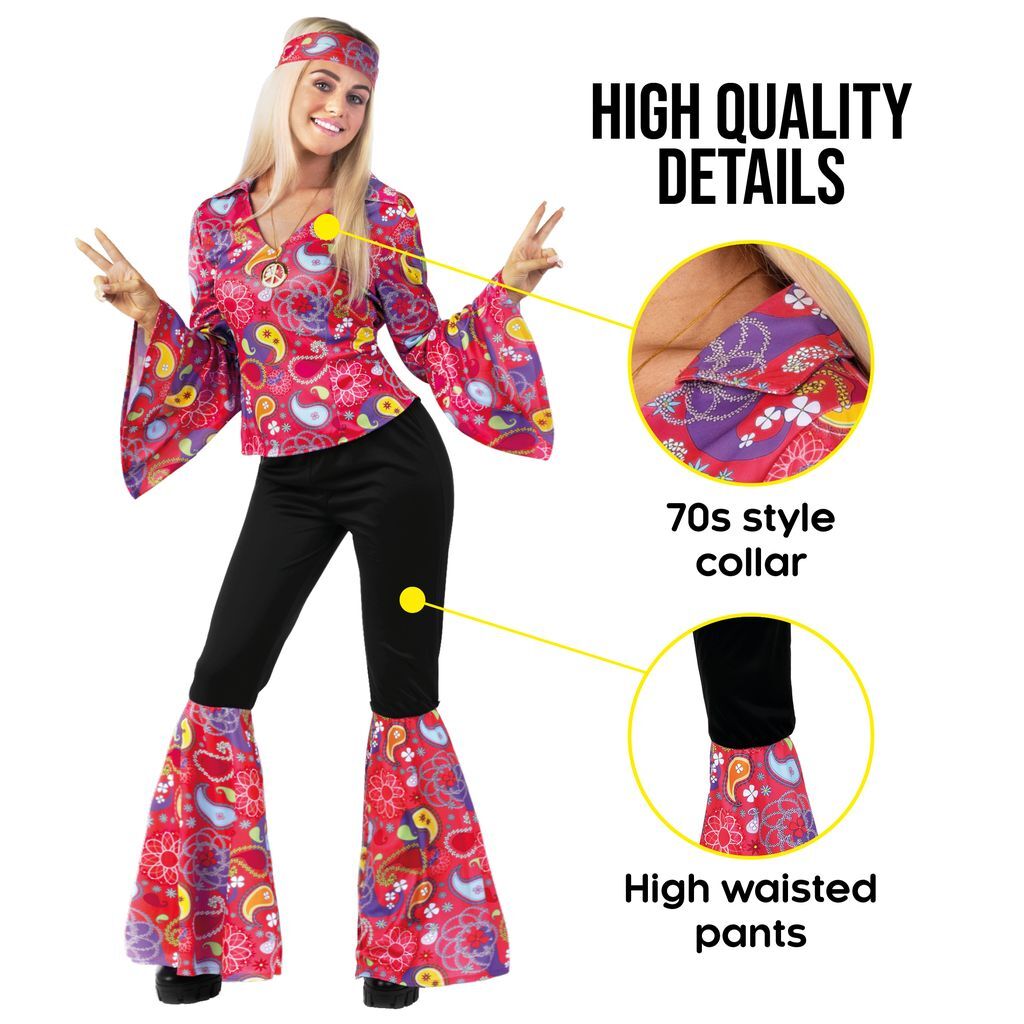 Women`s 1970s Pink Hippie Costume Ladies Disco Flares S - XXL Halloween | eBayeBay HomeMore information - About this item conditionDiners Club