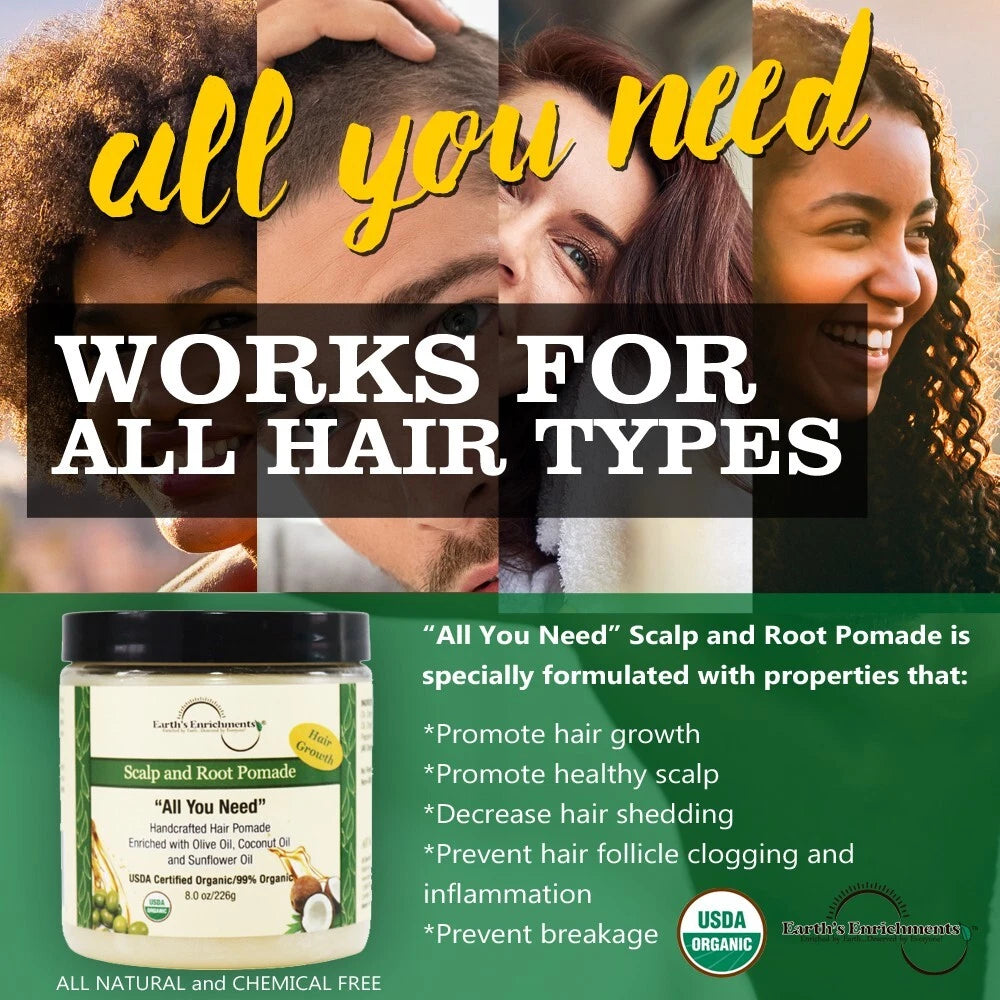 Organic Pomade - Hair Growth, Stops Itchy, Dry Scalp, Dandruff Relief, Grease