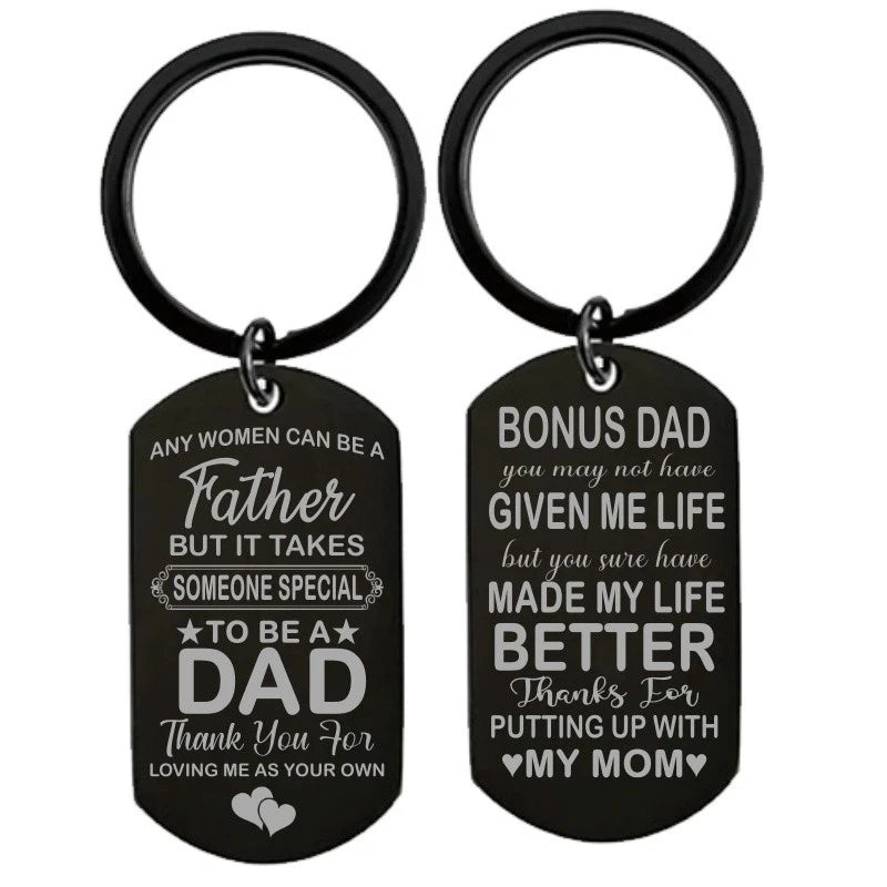 Durable Dog Tag Keychain Any Man Can Be a Father Special Bonus Dad Keepsake Idea