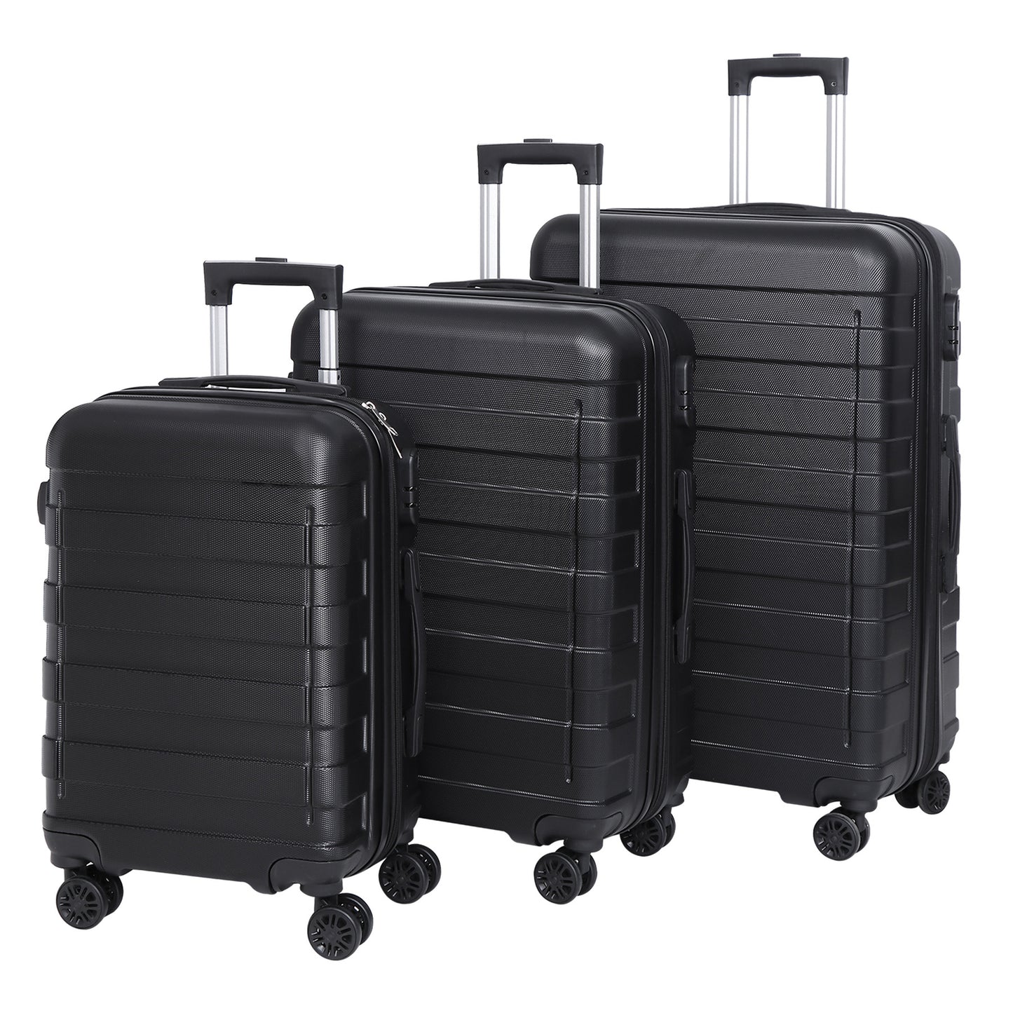 Expandable Luggage Set 3 Piece 21"26"30" Black Hardshell Suitcase with TSA Lock