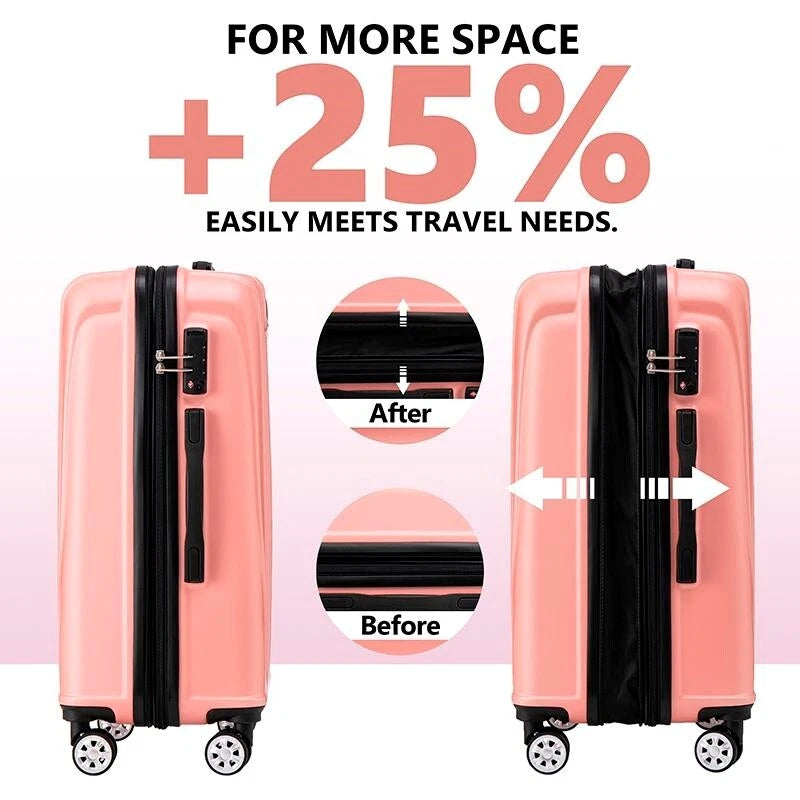 Luggage Set 3 Piece Expandable Suitcase TSA Lock Double Spinner Wheels HardSide