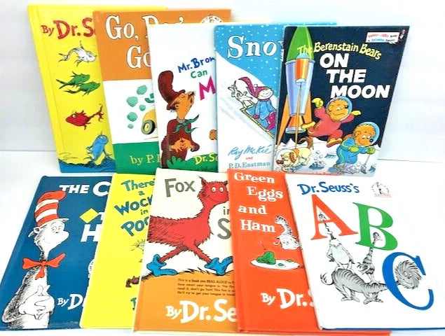 10 Dr Seuss random book lot of Hardcover Books kids New and Vintage - GOOD