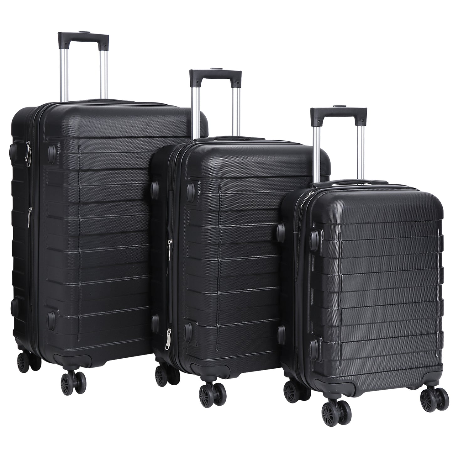 Expandable Luggage Set 3 Piece 21"26"30" Black Hardshell Suitcase with TSA Lock
