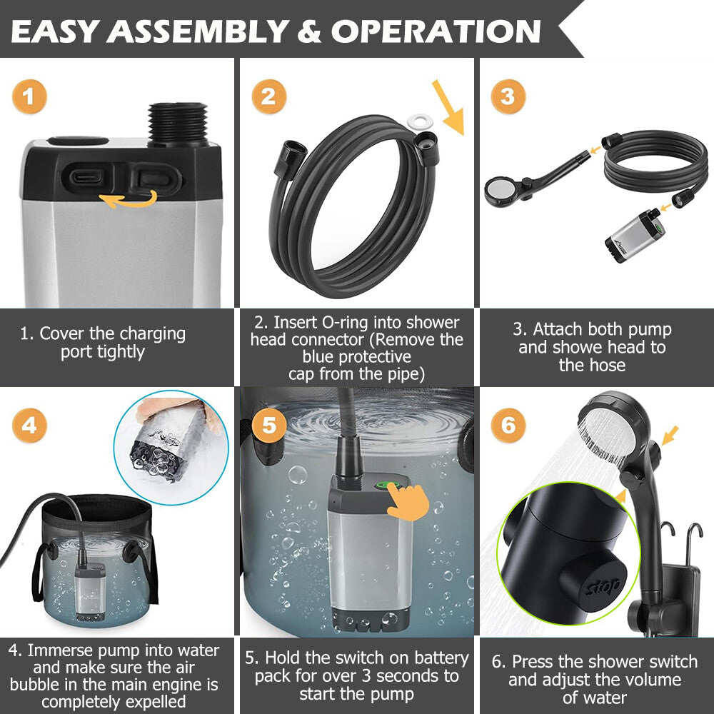Portable Camping Shower 6000mAh Rechargeable Outdoor Camp Pump for Hiking Travel | eBay eBay Homepage More information - about the condition of this item Diners Club