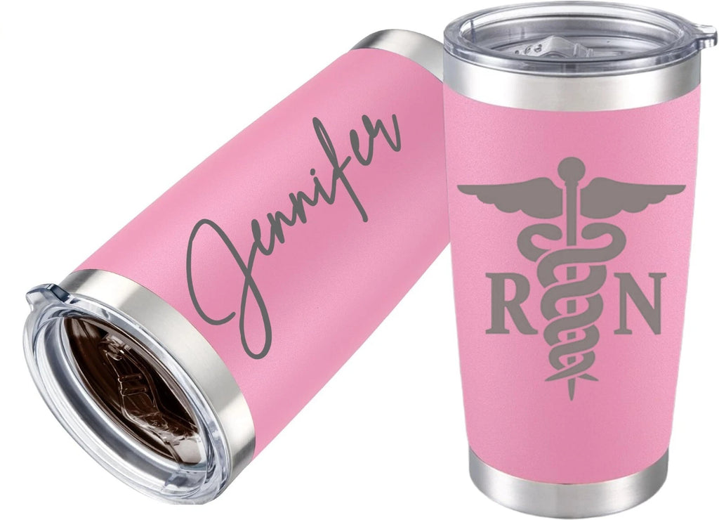 Personalized Custom Registered Nurse RN Appreciation Week Gift Tumbler 20oz PINK