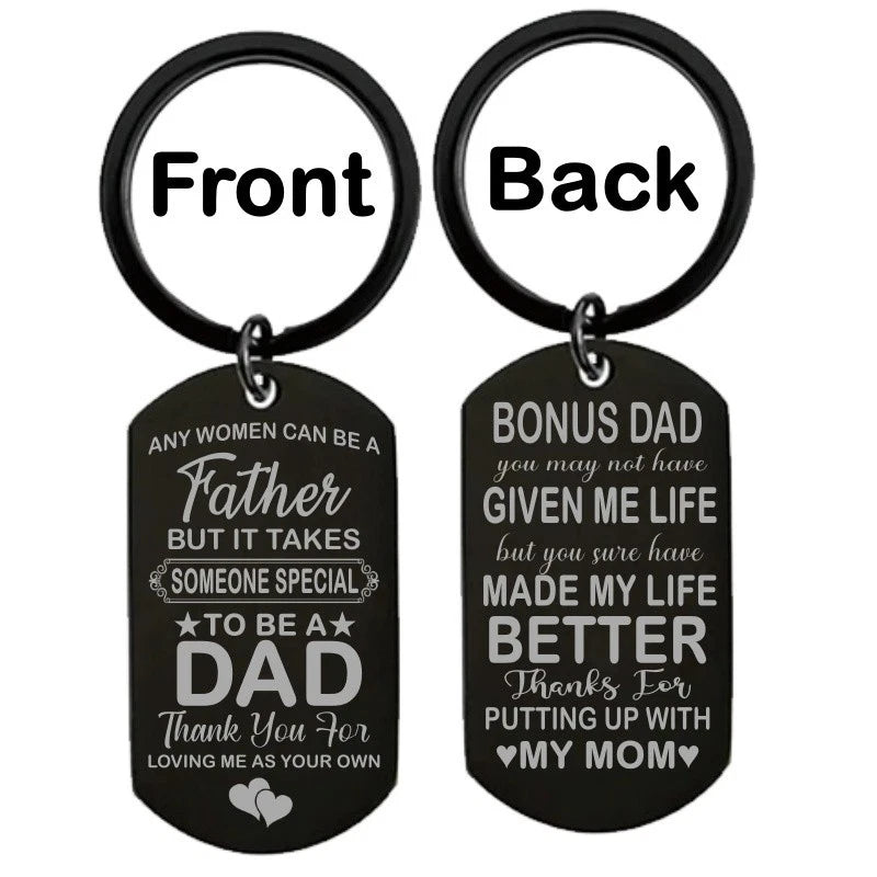 Durable Dog Tag Keychain Any Man Can Be a Father Special Bonus Dad Keepsake Idea
