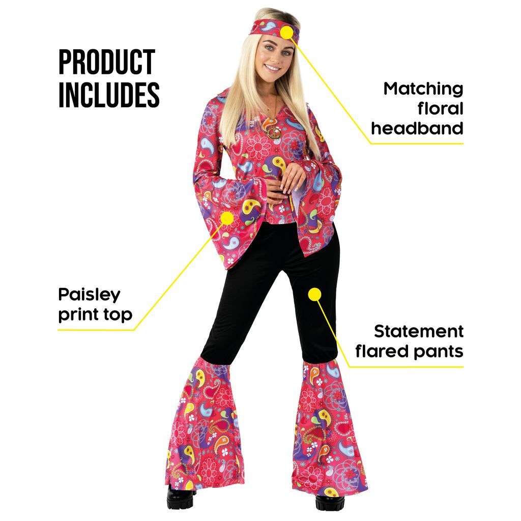 Women`s 1970s Pink Hippie Costume Ladies Disco Flares S - XXL Halloween | eBayeBay HomeMore information - About this item conditionDiners Club