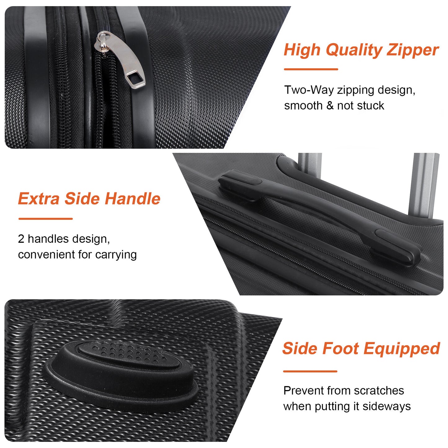 Expandable Luggage Set 3 Piece 21"26"30" Black Hardshell Suitcase with TSA Lock