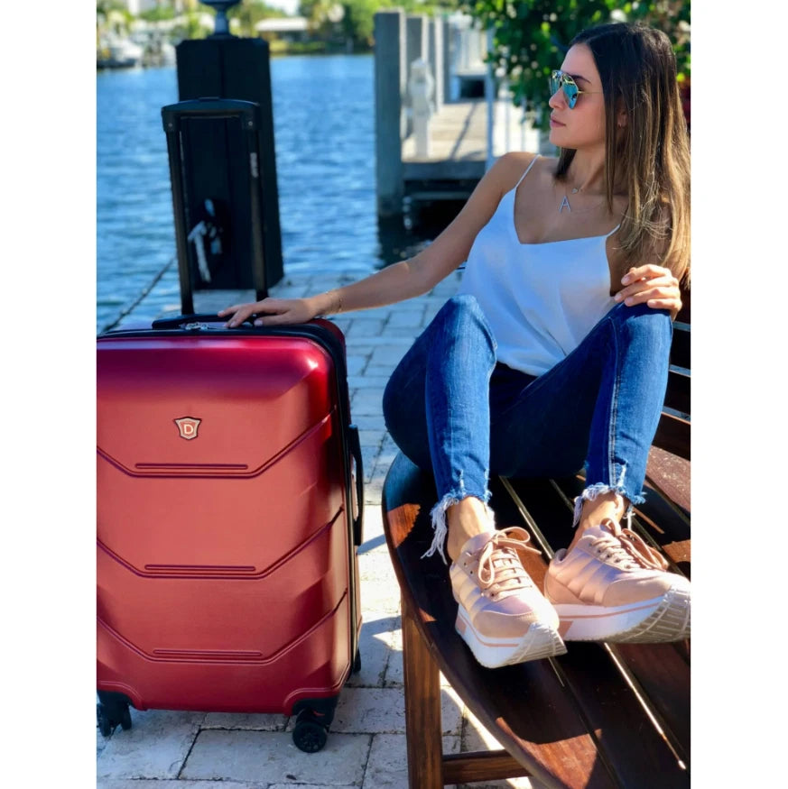 Lightweight 30-inch Red Travel Suitcase Hard Side Luggage with Spinner Wheels