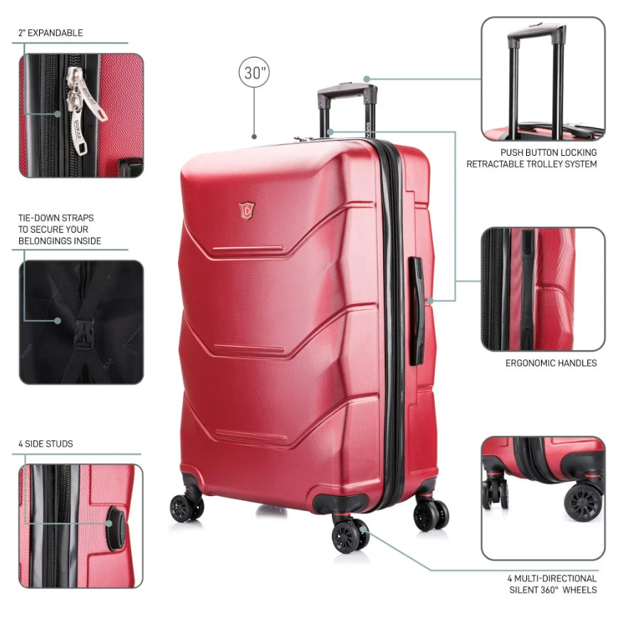 Lightweight 30-inch Red Travel Suitcase Hard Side Luggage with Spinner Wheels