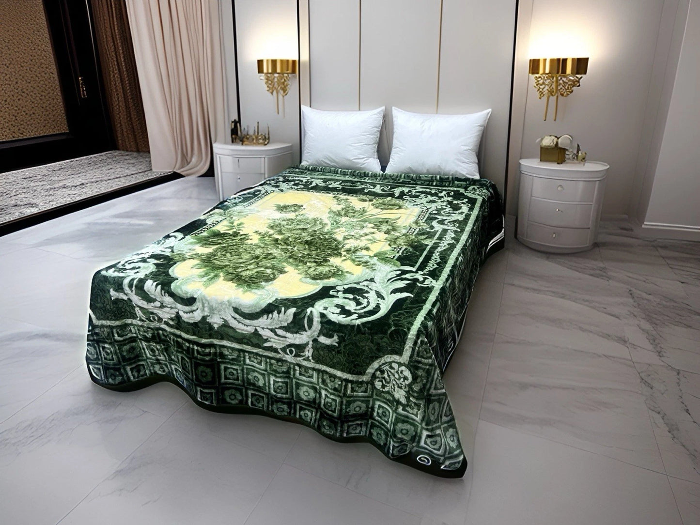 New Super Soft 1 Ply Mink Style Embossed Queen Size Rachel Cozy Blanket 83”x94”