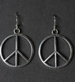 Peace Sign Charm Earrings Hippie 1960s 925 Sterling Silver Hooks Pewter Charms