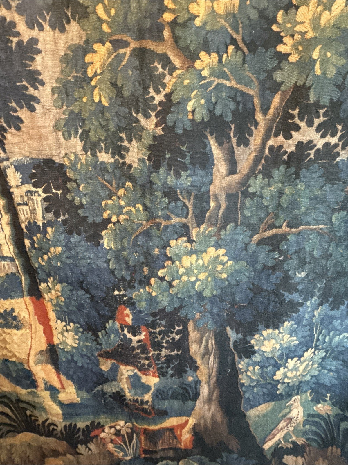 Fully Backed Antique Style Aubusson Verdure Tapestry Reproduction 90inch Tall